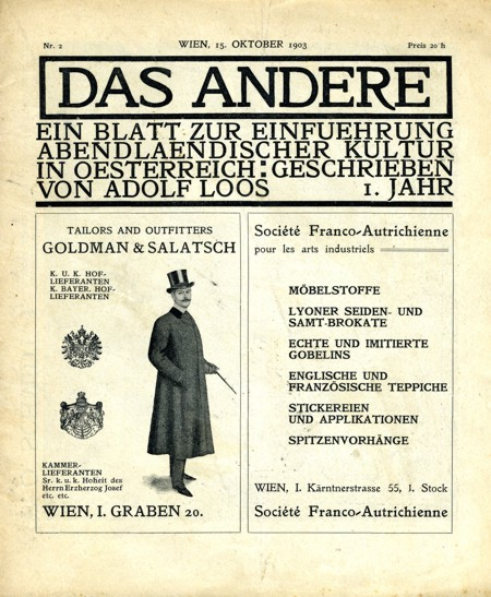 Loos, Adolf, Das Andere, Nr 2, Wien 1903, Titelblatt